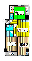 新田第9ビル 2SDKの間取図画像