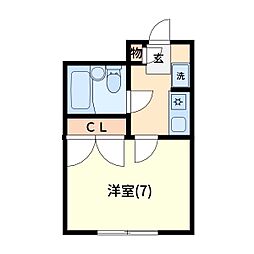 スカイピア浦和 1Kの間取図画像
