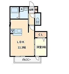 メゾンアクア1 1LDKの間取図画像