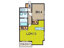 アイリス与野本町 1LDKの間取図画像