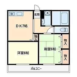 ノースグリーン 2DKの間取図画像