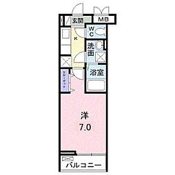 フルリール 1Kの間取図画像