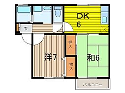 ガーデンハイツ桜丘 2DKの間取図画像