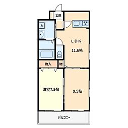 エスポワール 2LDKの間取図画像