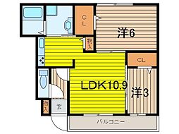 ルミナス松本 2LDKの間取図画像