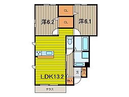 セリーヌコートW 2LDKの間取図画像