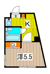 菱和パレス浦和常盤公園 1Kの間取図画像