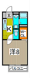 ソレイユ 1Kの間取図画像