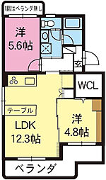 マンションヒカリ2 2LDKの間取図画像