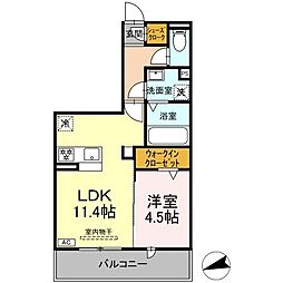 D-Hills佐藤III 1LDKの間取図画像