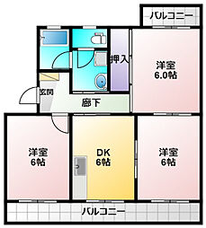 コーポラス幸 3DKの間取図画像