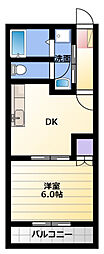 グランデージフルール1 1DKの間取図画像