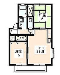 ヴィラ・サザンクロスF 2LDKの間取図画像