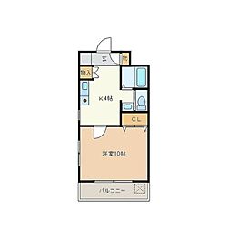 グリーンピュア 1Kの間取図画像
