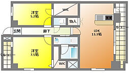 アミューズ千歳 2LDKの間取図画像