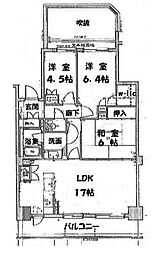 パーク・ハイム元城 3LDKの間取図画像