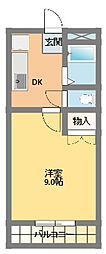 第5田畑ハイツ 1Kの間取図画像