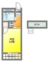 CASA元浜 ワンルームの間取図画像