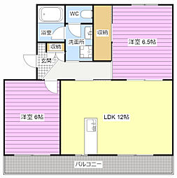 上島マンション 2LDKの間取図画像