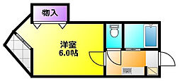 レリブ布橋 1Kの間取図画像