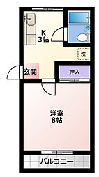 ユニオンハイツ 1Kの間取図画像