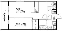 メゾンベール2 1LDKの間取図画像