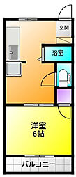 シティハイム高丘 1DKの間取図画像