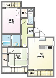 楓篁館壱番館 2LDKの間取図画像