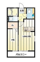 ドエル志都呂A 1LDKの間取図画像