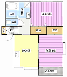 ウェールテラダ 2DKの間取図画像