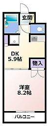 プレジデントヴィラA 1DKの間取図画像