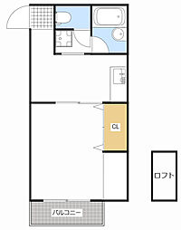 サンコート三方原1 1DKの間取図画像