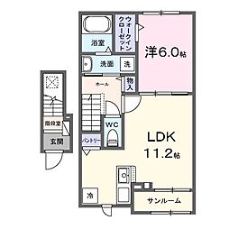 メヌエット 1LDKの間取図画像