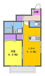 グランフォレスト 1LDKの間取図画像