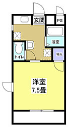 ベェーベ1996 1Kの間取図画像