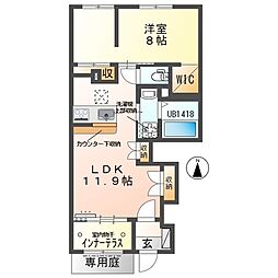エーリオA 1LDKの間取図画像