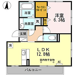 パルエイト 1LDKの間取図画像