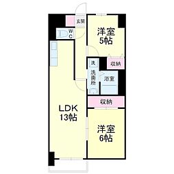 パークビュー四ツ池 2LDKの間取図画像