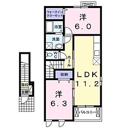 レジデンスサンフラワー 2LDKの間取図画像