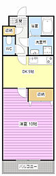 クレアトゥール・1 1DKの間取図画像