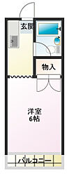 河合コーポB 1Kの間取図画像
