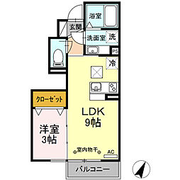 EVERGREEN 1LDKの間取図画像
