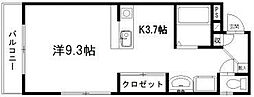 D.S.L蜆塚 1Kの間取図画像