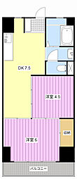 ビレッタ第2浜松 2DKの間取図画像