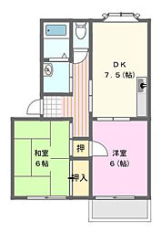 ヒルズ幸 2DKの間取図画像