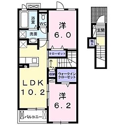 プラシード 2LDKの間取図画像