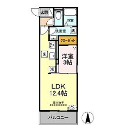 D-Hills野口 1LDKの間取図画像