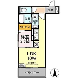 D-Hills野口 1LDKの間取図画像