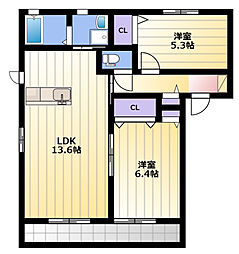 スカイアベニュー 2LDKの間取図画像