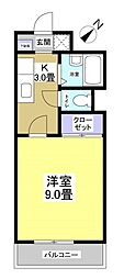 アオバマンション 1Kの間取図画像